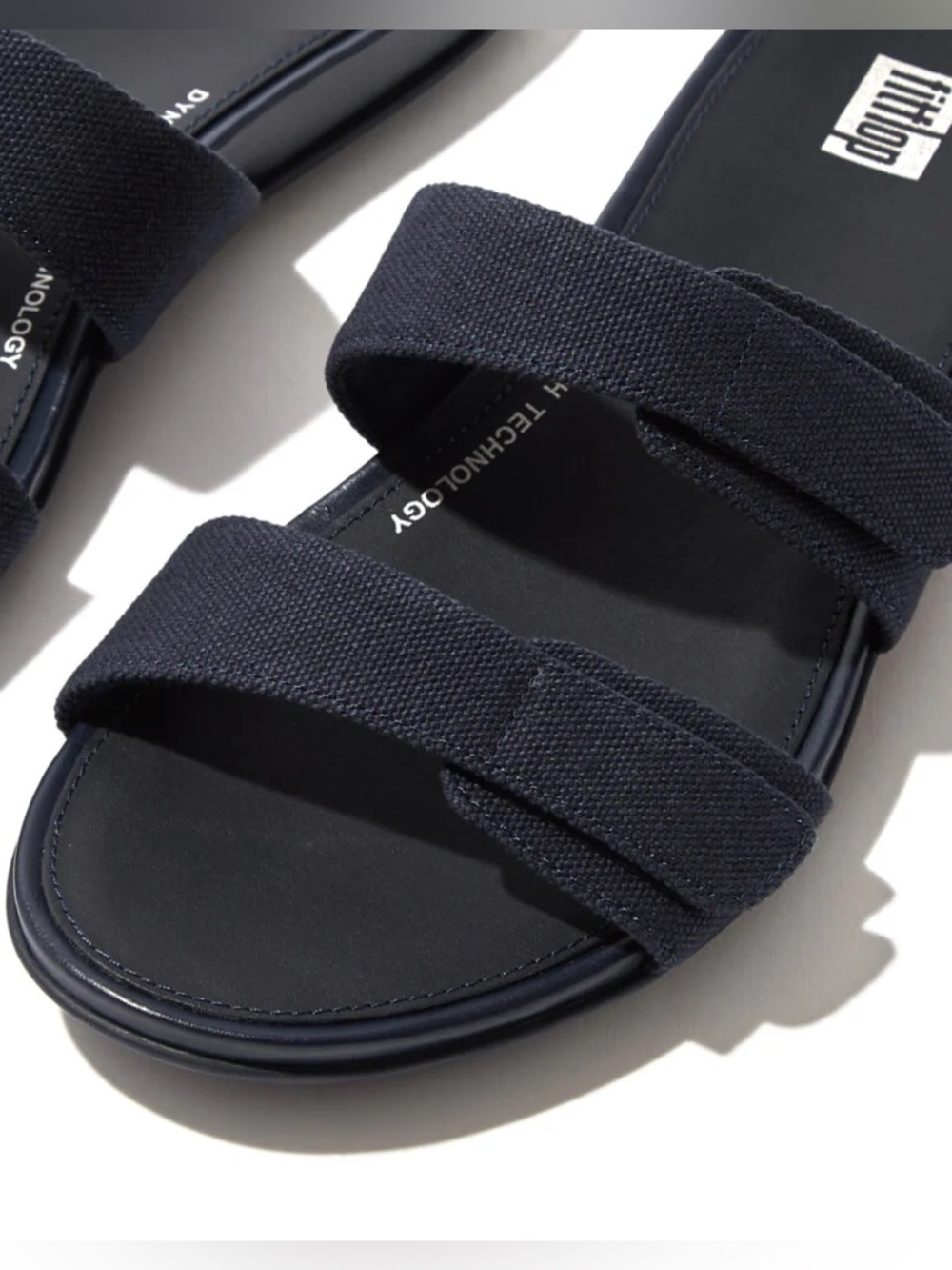 FitFlop Gracie Adjustable Two-bar Canvas Slide in Navy Women’s Sz 11/Men’s 9